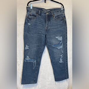Old Navy Slouchy Straight Ankle Distressed Blue Jeans, Sz 10